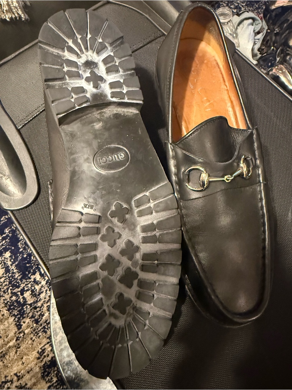 Gucci Black Leather Horsebit Slip-On Loafers - Picture 4 of 4